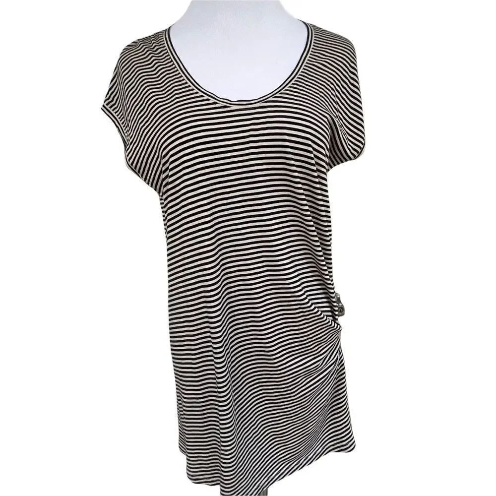Vince Navy/ White Striped Modal Blend Longline Top S